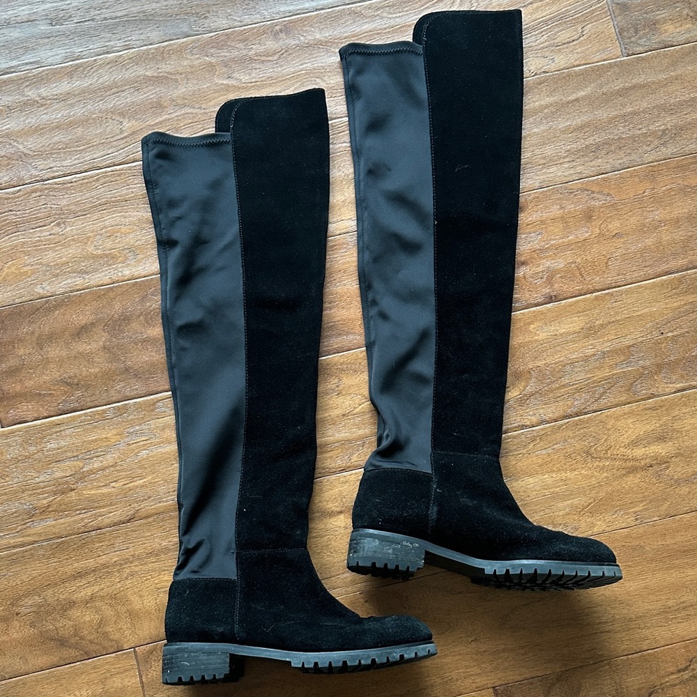Black Over-the-Knee Suede Women's Boots